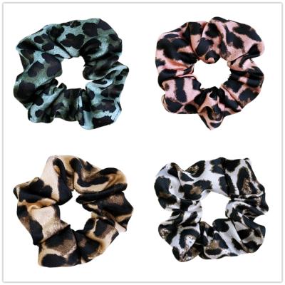 China Hair Decoration Hot-selling Leopard Printed Elastic Velvet Hair Scrunchies For Women for sale