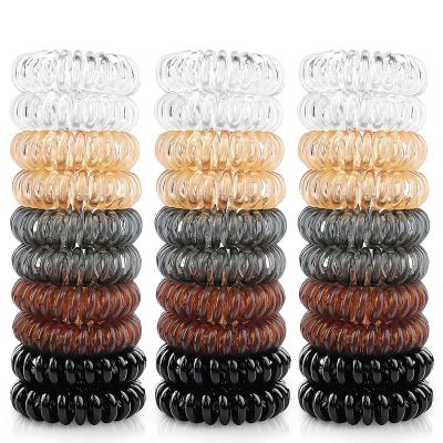 China Traceless Non Crinkle Elastic Transparent Hair Ties Telephone Cord Coil Hair Band Plastic Hair Ties, Waterproof Ponytail Holders For for sale