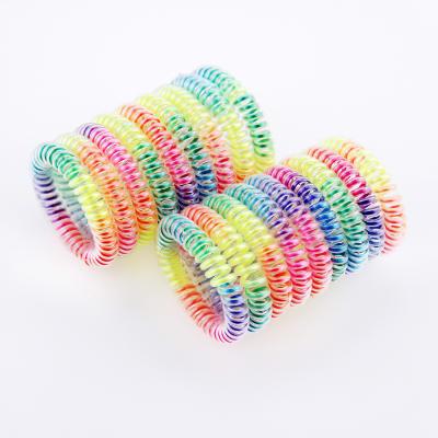 China Simple Plastic Hair Decoration Rainbow Colors Telephone Wiring TPU Telephone Cord Hair Tie for sale