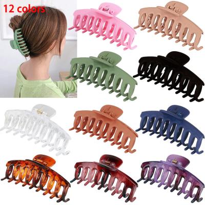 China New Korean Ladies Hair Decoration Women's Single Claw Clip Colored Frosted Plastic Large Size Hair Claws for sale