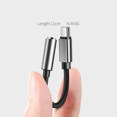 China Mobile Phone Usb C Earphone Nylon Adapter Charging Earphone Cable 2 In 1 Split Adapter For Huawei For Xiaomi Headphones for sale