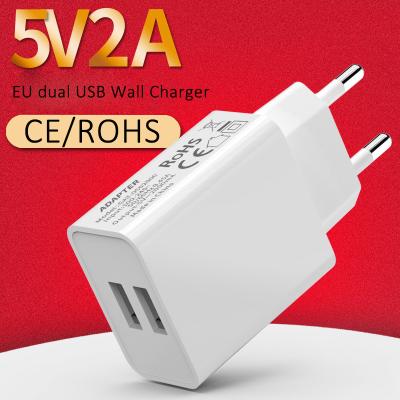 China Mini Travel 5v2A Mobile Phone Dual USB Wall Charger EU/US USB Port Power Adapter for sale