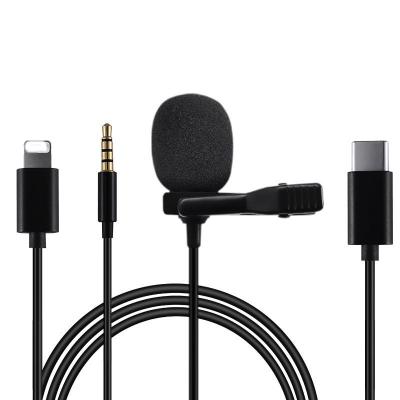 China Lavalier Lavalier Microphone Stereo Sound Clip Lapel MIC 3.5mm Wired Mini Earphone Conference For iPhone for sale