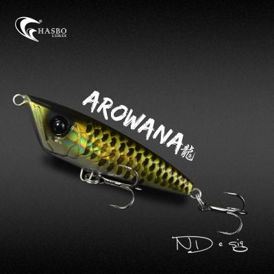 China ABS Plastic Bottom Floating Bait Arowana 65mm 9g Peche ABS Fishing Lures Snap Fishing Lure PESCA for sale