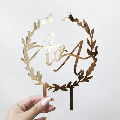 China Acrylic Cake Topper Display Decoration Display Mirror Laser Cut Customize Acrylic Cake Toppers For Party Wedding Birthday Decorations for sale