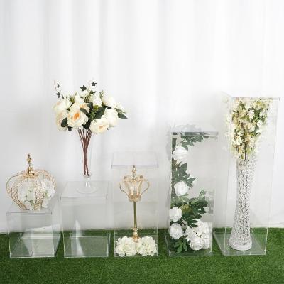 China Wedding / Event Clear Acrylic Pedestal Risers And Floor Stand-Clear Acrylic Display Boxes With Interchangeable Lid And Base for sale