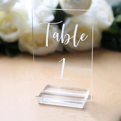 China Eco-Friendly 4x6 Inch Acrylic Wedding Table Numbers With Clear Stands Table Number Signs And Holders Centerpiece Decoration, Event And Party for sale