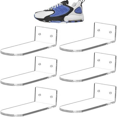 China Hot Selling Eco-Friendly Shoe Display Wall Mount Clear Acrylic Floating Shelves Sneaker Shelf for Wall - Set of 6 for sale