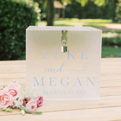 China Eco-friendly personalized wedding card box with lock frosted box wedding piggy bank acrylic wedding wish card holder for sale