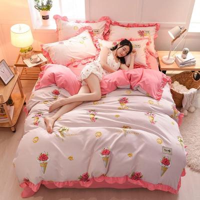 China Nondisposable Soft Skin Friendly Custom 100% Cotton Bed Sheet Set Duvet Covers Bedding Set Comforter for sale