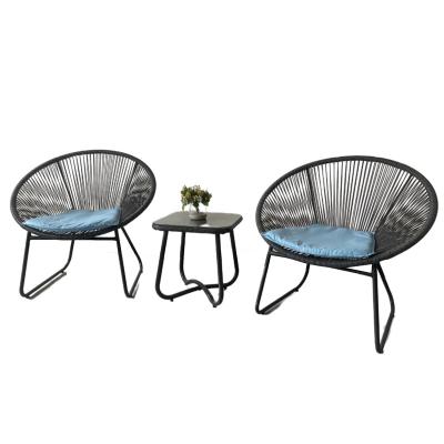 China Outdoor Weather Furniture Garden Patio Furniture Metal Frame Chairs And Table Rattan Chairs for sale