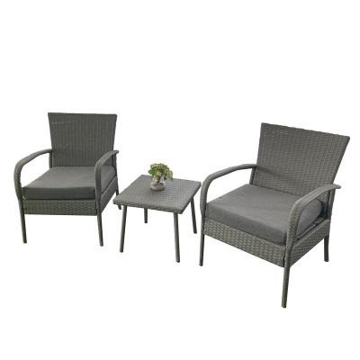 China Weather furniture outdoor balcony 3pcs set rattan chairs and table PE wicker set outdoor furniture rattan chair for sale