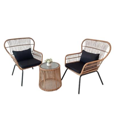 China 3 Piece Hotel Set Outdoor Hot Selling Outdoor Furniture Sofa and Coffee Table Balcony PE Wicker 3 Piece Hotel Set Rattan Chairs for sale