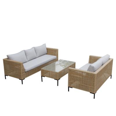 China Contemporary Inexpensive Outdoor Patio Garden Sofas Rattan Wicker Character Style Living Room Sofa Set Furniture Waterproof for sale