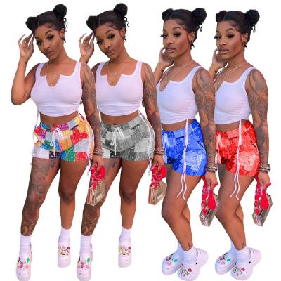 China 2022 Summer Women's Xs- 3xl Home Beach Patchwork Lace Biker Anti-wrinkle Shorts Paisley Bandana Women's Shorts for sale