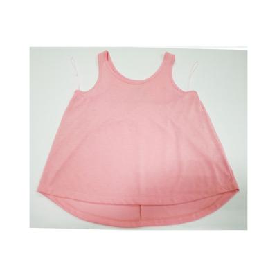 China Best Price High Quality Anti Shrink Girls Rim Tops Kids Cute Pink Tank Top for sale