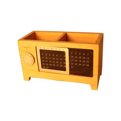 China High Quality Calendar Durable Using Various Popular Product Custom Wooden Pen Holders Perpetual Calendar Pen Holder for sale