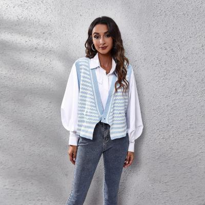 China Wholesale Viable Style Striped Knitted Knitted Sweater Vest Women Autumn And Winter for sale