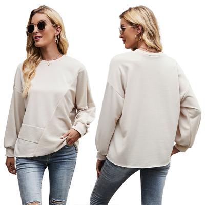 China Anti-pilling high quality wholesale plain loose round neck long sleeve pullover long hoodie for sale