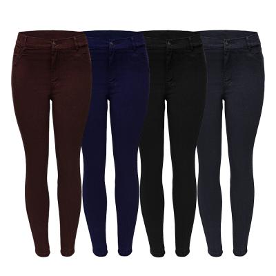 China Anti-wrinkle colorful high elasticity women's pants tight women's pants (high waist, washing process, zippers, buttons) and pants for sale