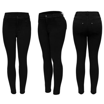 China high waist tight pants, zippers, Anti-wrinkle high elasticity imitation women's jeans washing process, buttons women's pants and trousers for sale