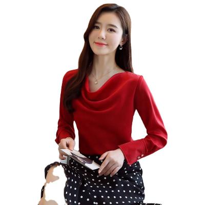 China 2021 Fashion Women's Anti-Shrink New Spring Shirt Spring Pile Shirt And Autumn Women's Satin Collar Long Sleeve Loose In Stock for sale