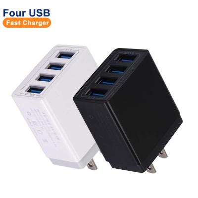 China Cell Phone Eu Us QC 3.0 Usb 4 Port Wall Charger 18w Left Travel Multi Portable Home Mobile Phone Adapter UK for sale