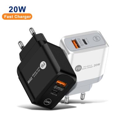 China EU USA UK Mobile Phone PD20W MFi Certified 20W PD Wall Charger Socket Dual USB C Fast Charger for iPhone 12 13 pro for sale