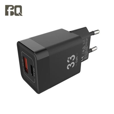 China Mobile Phone Us Wall Plug 33w Gan Pd Quick Charger Usb A And Type C2 Plug Eu 33w Travel Adapter Adapter for sale