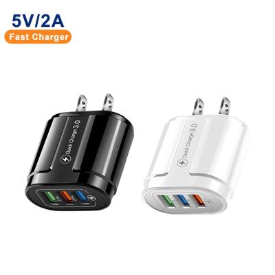 China Mobile Phone BFQ Fast Power Qc3.0 3 Port Usb Charger Travel Home Us/Eu Multi Fast Fast Plug In Mobil Phone Charger for sale