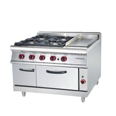 China Commercial Cooking Range 4 Burner Resturant Kitchen Project China Factory Price With Gas Griddle &gas Oven for sale