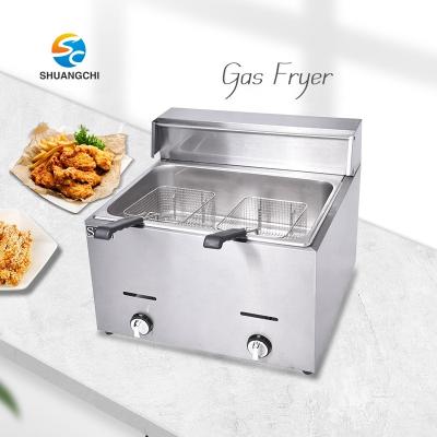 China Single Tank Hotel Factory Direct Stainless Steel With 12L Gas Fryer Snack Machine for sale