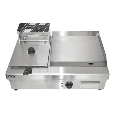 China Shuangchi Grill 2-in-1 Griddle Commercial 1/2-in-1 Griddle Plate 110V/220V Combination Griddle and Deep Fryer for Chips Potatoes for sale