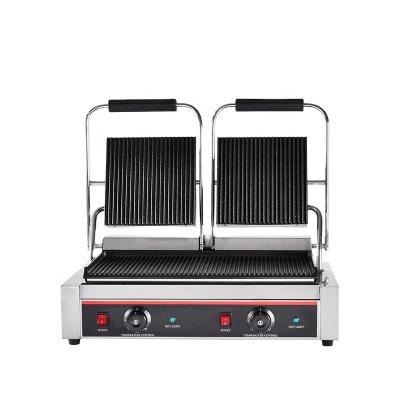 China High Quality Industrial Panini Snacks Double Heads Easily Cleaned Contact Grill / Sandwich Press for sale