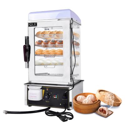 China Commercial Hotels Bread Steamer with 5 Layers Electric Food Bread Steamer Glass Round Curved Design Display Machine Top for sale