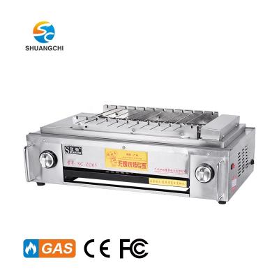 China Hot Selling Snacks Machine China Automatic Rolling LPG Gas BBQ Grill Meat Skewer Smokeless Grills for sale