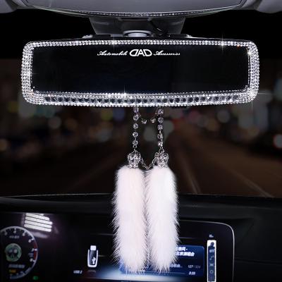 China Promotion/Advertising/Gift/Decoration Pink Diamond Latest Car Accessories Rearview Mirror Car HD Rhinestone Shining 2022 Girl Car Accessories for sale