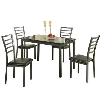 China Dining Set Kitchen Furniture Faux Marble Metal Dining Table And Chairs Home Set for sale