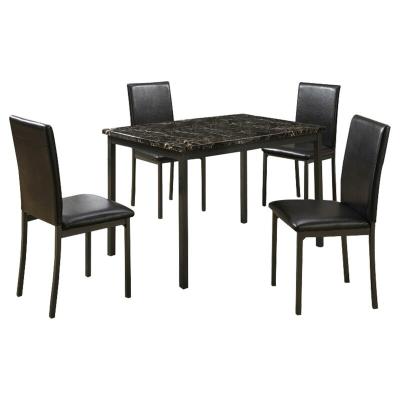 China Dining Set Faux Marble And Metal Frame 5 Piece Dining Kitchen Table Set Set for sale