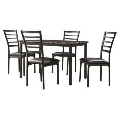 China Dining Set Home Used Strong Faux Dining Room Metal Frame Marble Top Dining Table Set Dinner Table And Chairs Black for sale