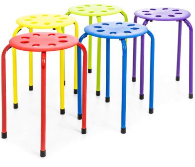 China stool home & Steel Stackable Ottoman Round Seat Plastic Backless Stools (Multicolor) for sale