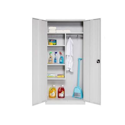 China Assemble Modern Style Two Door Swing Strong Metal Broom and Steel Broom Storage Cabinet for sale