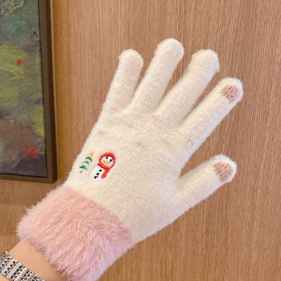 China Niuwang Plush Winter Christmas Flicker Niuwang Beautiful Touch Screen Cheap Acrylic Knitted Warm Gloves for sale