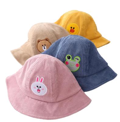 China High Quality Personalized Animal Picture Corduroy Applique Baby Kids Bucket Hats for sale