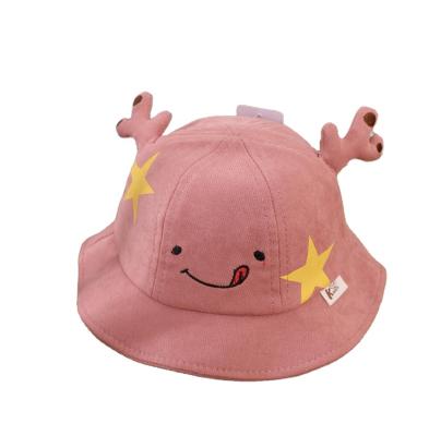 China Adjustable Cute Animal Picture Star Smiley Deer Antlers Baby Kids Bucket Hats for sale