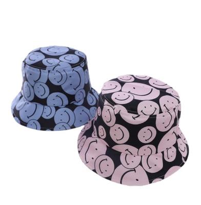 China High Quality Adjustable Multi Color Lovely Full Large Smiley Baby Kids Bucket Hats Cute Image Printed for sale