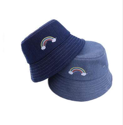 China Adjustable Cute Printed Picture Rainbow Good Luck Baby Kids Bucket Hats for sale