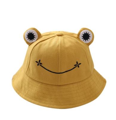 China Cute Picture Adjustable Cute Smiley Frog With Ears Baby Kids Bucket Hats for sale