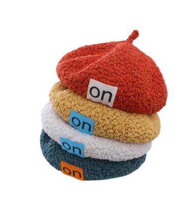 China Image Winter High Quality Multi Color Wool Yarn Plush Children Baby Warm Beret for sale