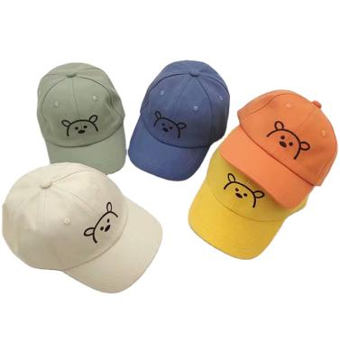 China JOINT wholesale hot sale multi color kids metal buckle lovely embroidered bear baby kids baseball sports hats for sale